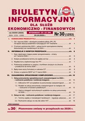 : Biuletyn Informacyjny dla Służb Ekonomiczno-Finansowych - e-wydania – 30/2025
